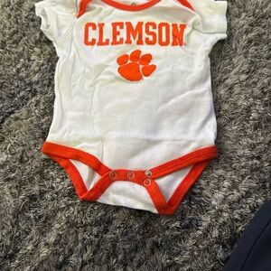 Clemson Baby Onesie in White and Orange